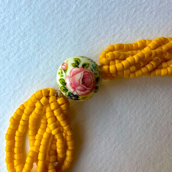 Beaded Yellow 20" Beaded/  Braided Necklace - Picture 3 of 5